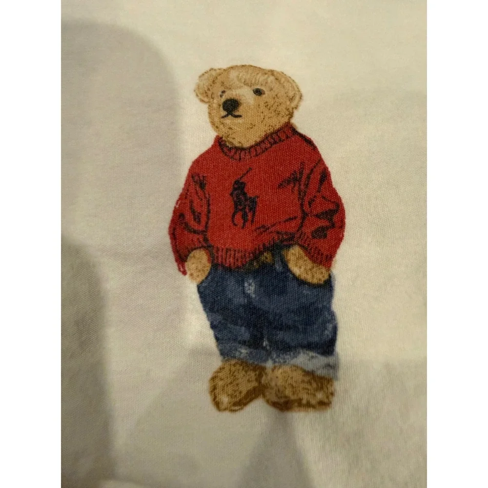 Polo Ralph Lauren Home Polo Bear Cotton 2 Pillowcases White Red Sweater Standard